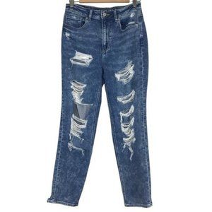 AMERICAN EAGLE Cotton Modal Stretch Distressed Mom Jeans Size 6